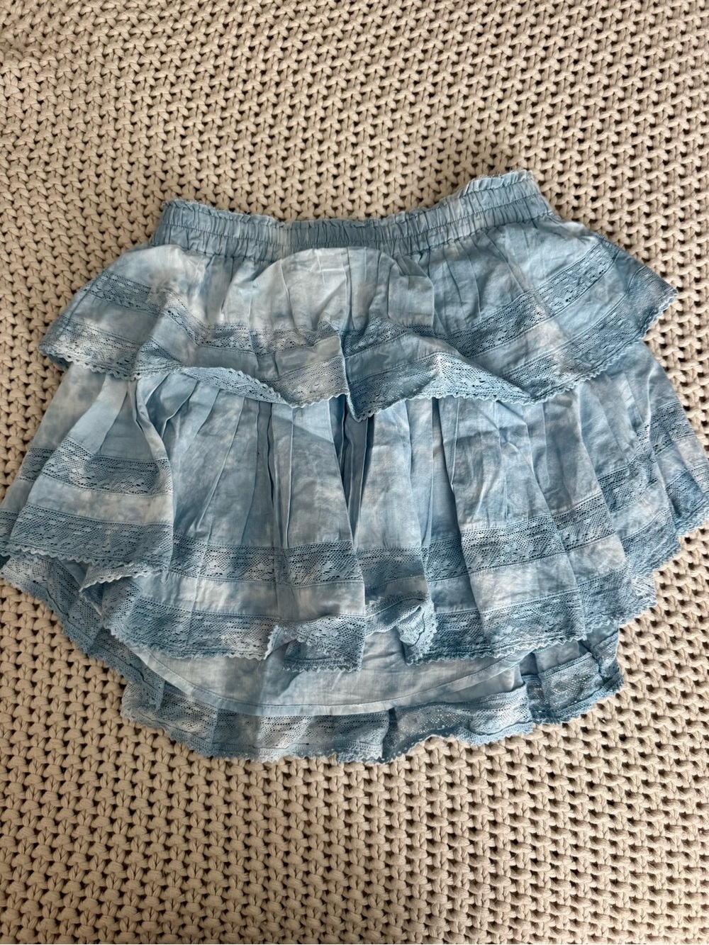 LoveShackFancy light blue ruffle mini skirt